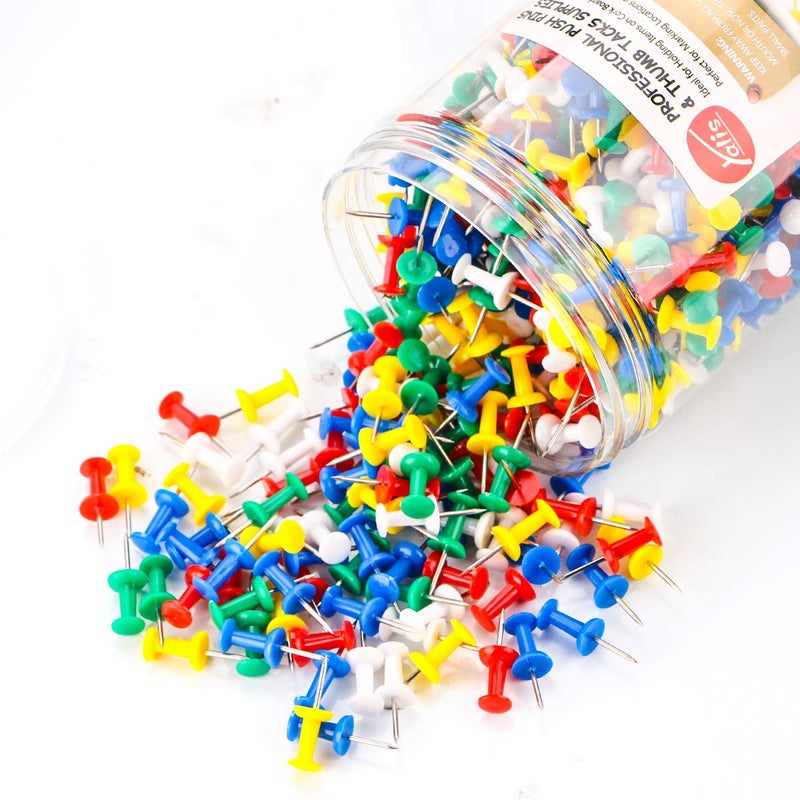 Yalis Push Pins 600 Count, Standard Multicolored Thumb Tacks Steel Point and Colors Plastic Head - Image 2